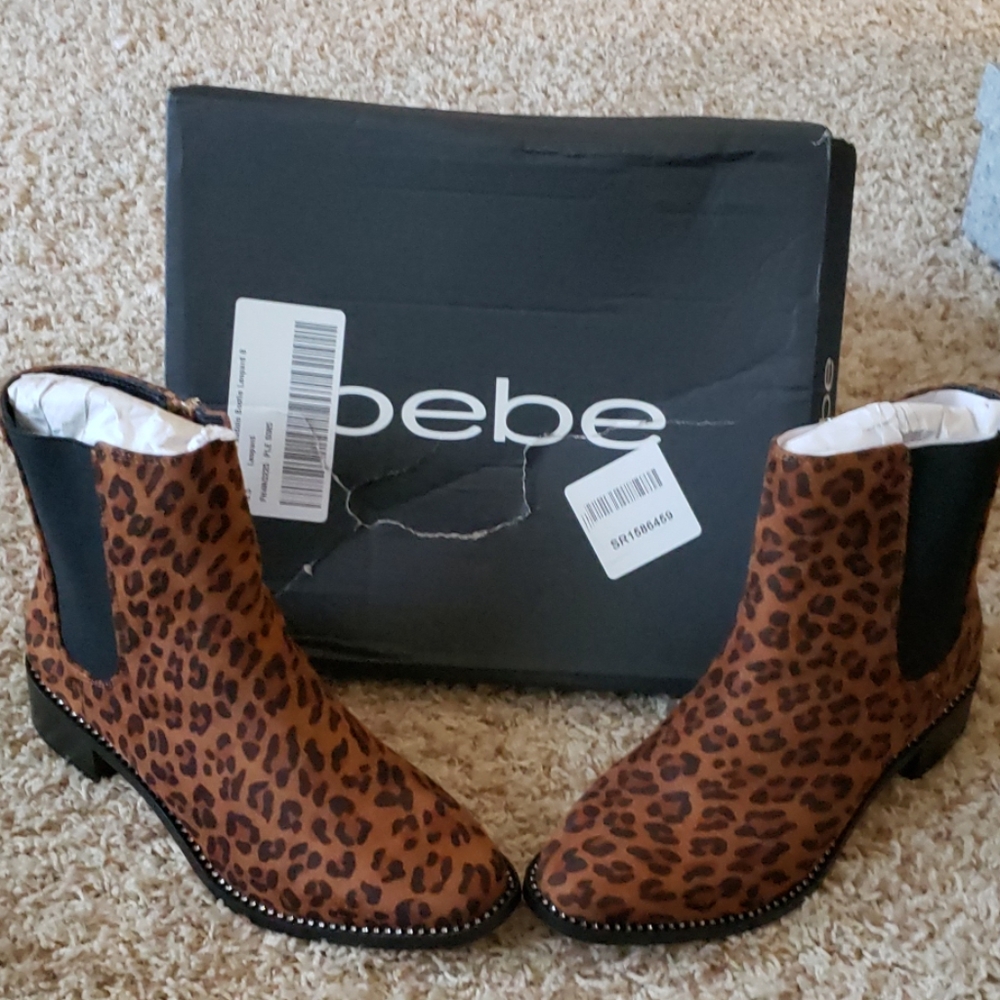 BEBE Leopard Booties